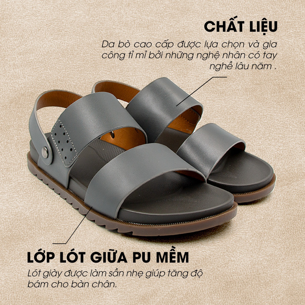 Mô tả -Giày/Dép Sandal Nam Da Bò Nappa Đế có Rãnh Chống Trượt TMS30200 - 2