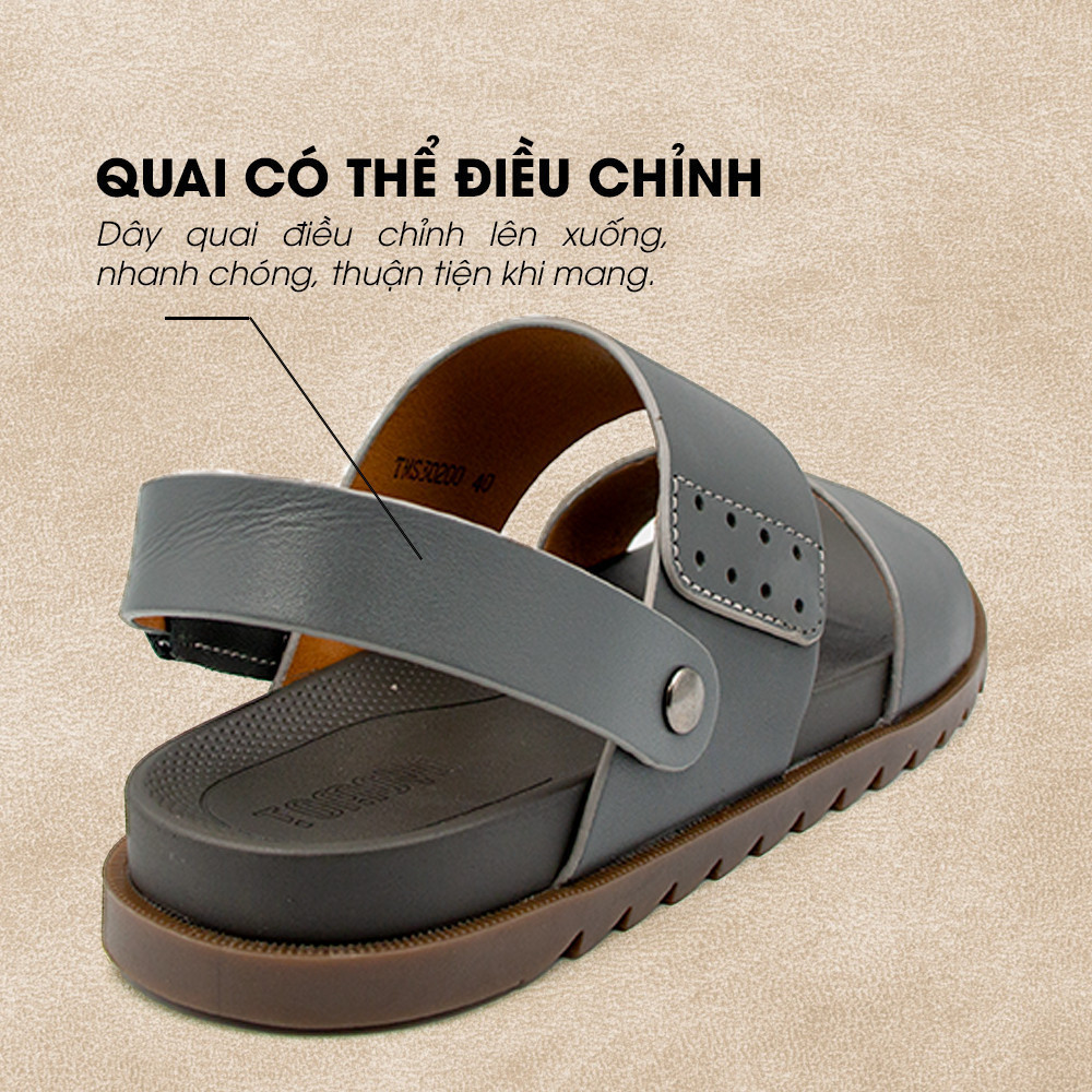 Mô tả -Giày/Dép Sandal Nam Da Bò Nappa Đế có Rãnh Chống Trượt TMS30200 - 3