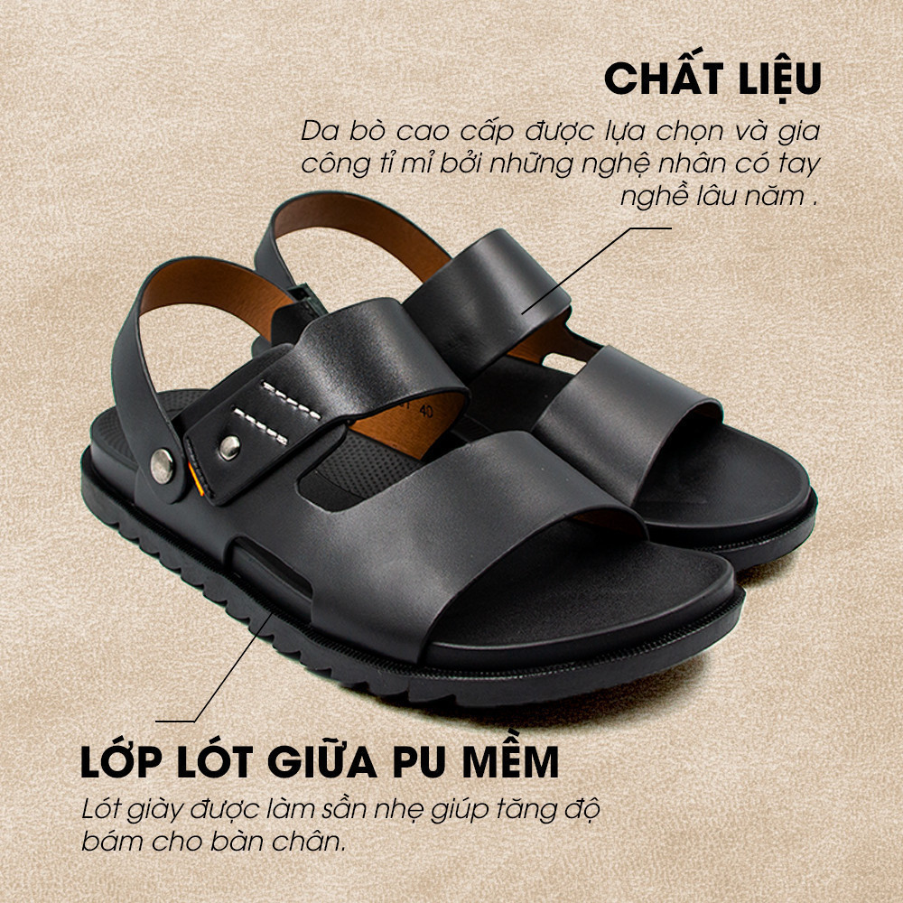 Mô tả -Sandal Tomoyo Da Bò Thật Đế Rãnh Chống Trượt TMS30101 - 2