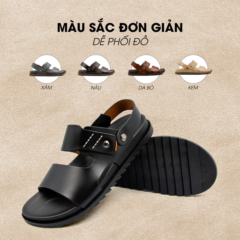 Mô tả -Sandal Tomoyo Da Bò Thật Đế Rãnh Chống Trượt TMS30101 - 3