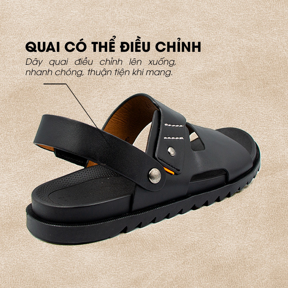 Mô tả -Sandal Tomoyo Da Bò Thật Đế Rãnh Chống Trượt TMS30101 - 4