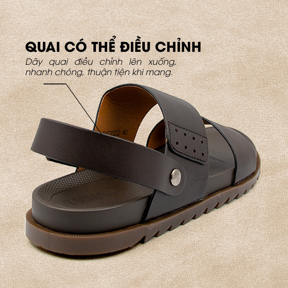 Mô tả -Giày/Dép Sandal Nam Da Bò Nappa Đế có Rãnh Chống Trượt TMS30202 - 1