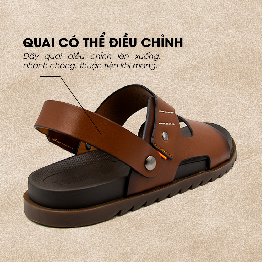Mô tả -Giày/Dép Sandal Nam Da Bò Nappa Đế có Rãnh Chống Trượt TMS30103 - 1