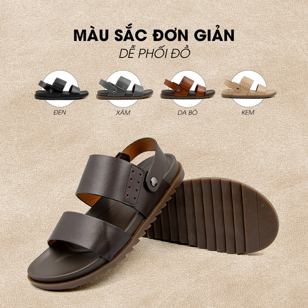 Mô tả -Giày/Dép Sandal Nam Da Bò Nappa Đế có Rãnh Chống Trượt TMS30202 - 2