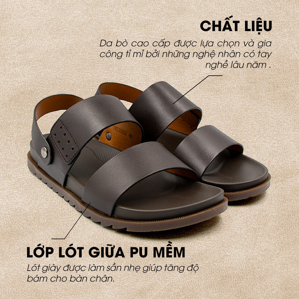 Mô tả -Giày/Dép Sandal Nam Da Bò Nappa Đế có Rãnh Chống Trượt TMS30202 - 3