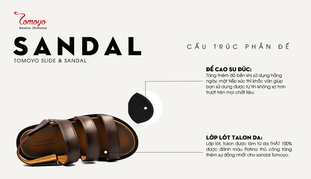 Mô tả -Dép Sandal Nam Da Bò Quai Ngang Cao Cấp Tomoyo TMS10502 - 2