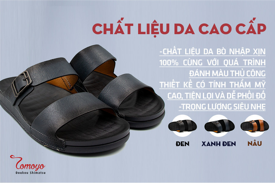 Mô tả -Dép Nam Tomoyo Thủ Công Da Bò Nappa Cao Cấp Tomoyo TMD301 - 2