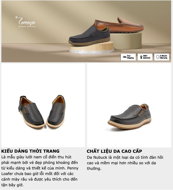 Mô tả -Giày Lười Nam Da Nubuck Tomoyo TMN23101 - 1