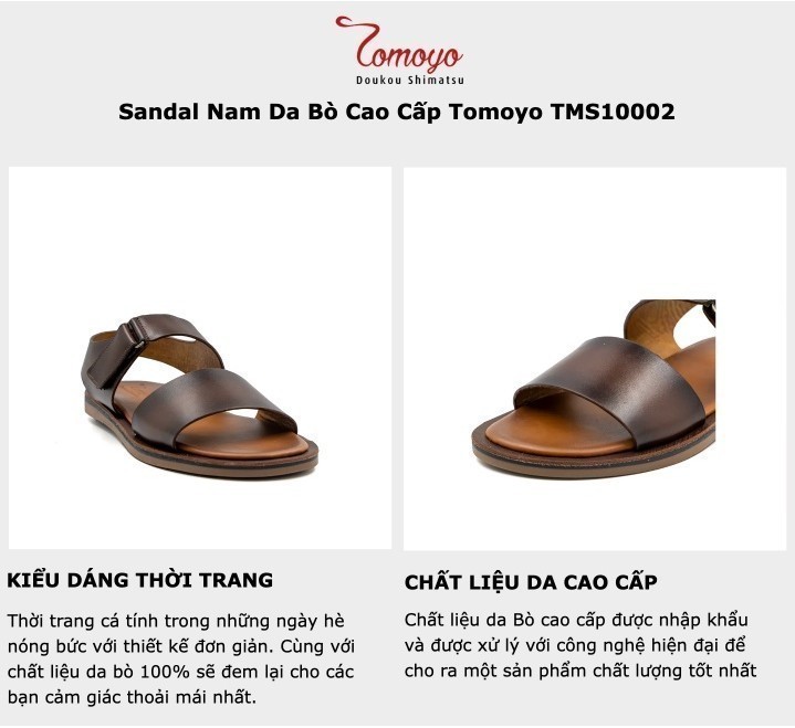 Mô tả -Sandal Nam Da Bò TMS10002 - Thủ công cao cấp từ TOMOYO - 1
