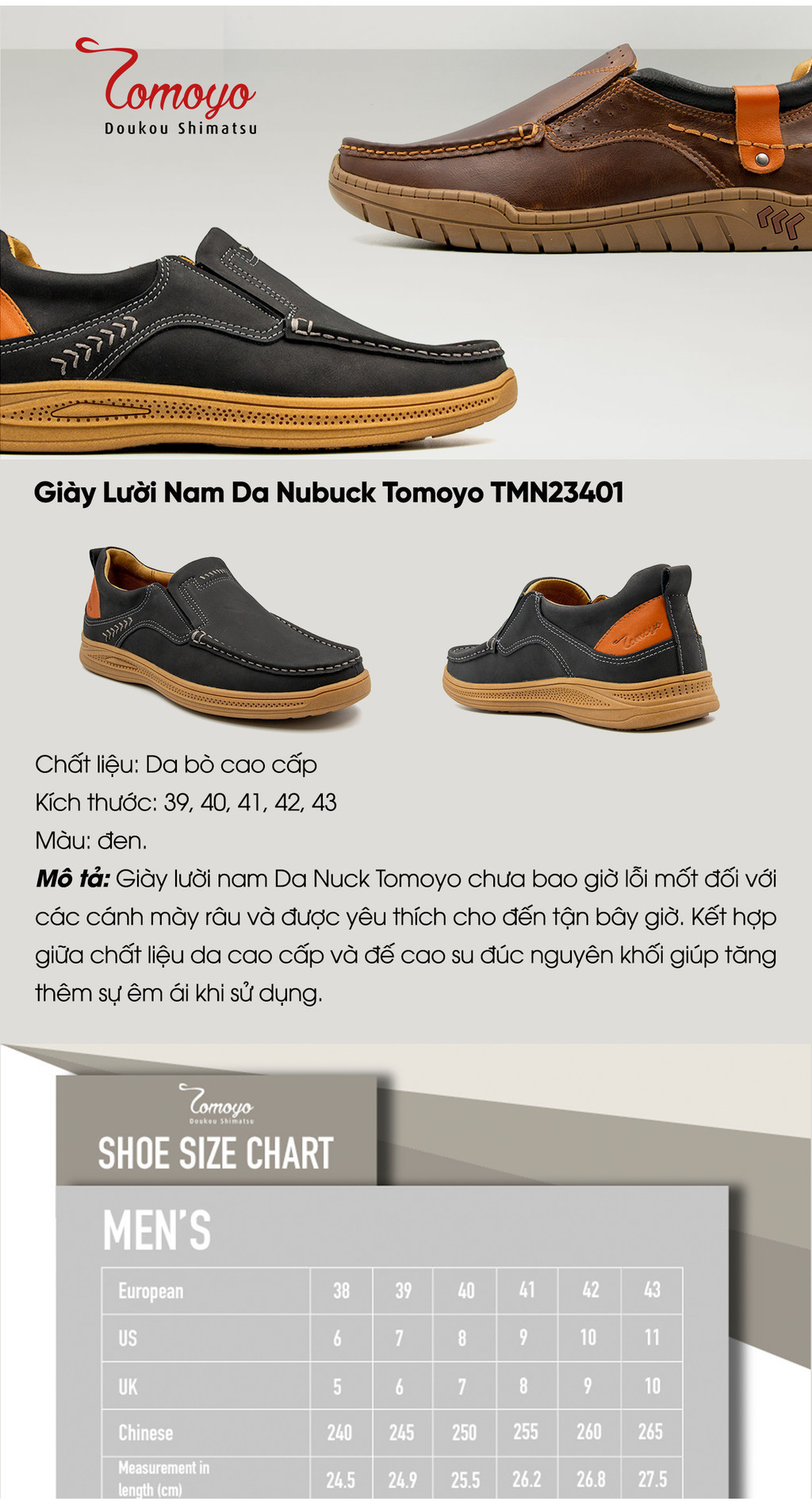 Mô tả -Giày Lười Nam Da Nubuck Cao Cấp Tomoyo TMN23401 - 1