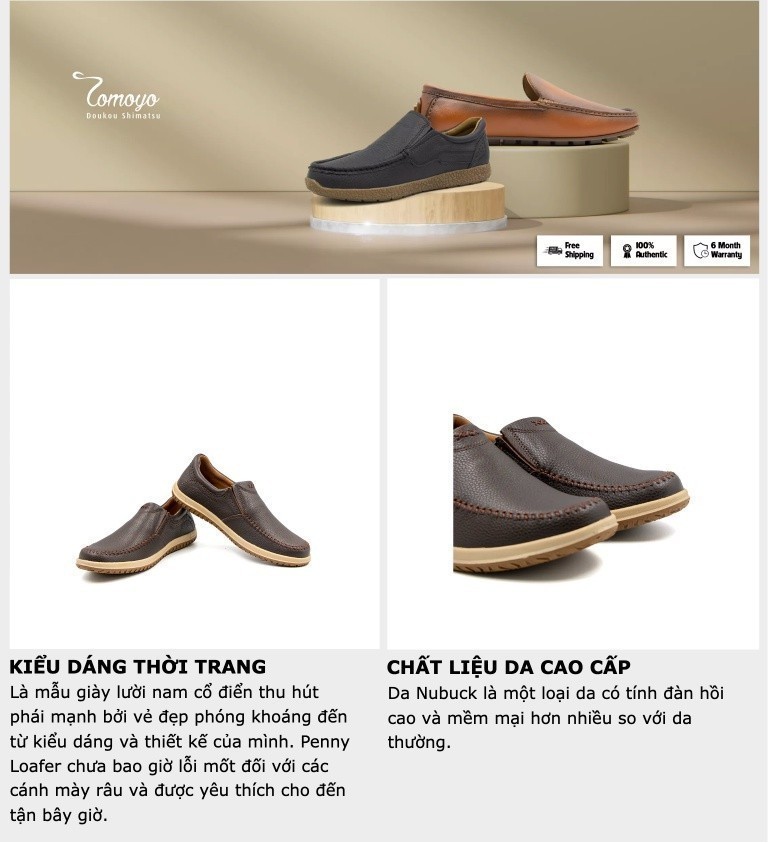 Mô tả -Giày Lười Nam Da Nubuck Tomoyo TMN22602 - 1