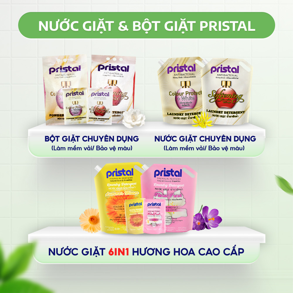 Mô tả Combo giặt xả sinh học cao cấp 6in1 2L Pristal nước giặt quần, xả lưu hương thơm cực lâu an toàn cho da em bé - 1