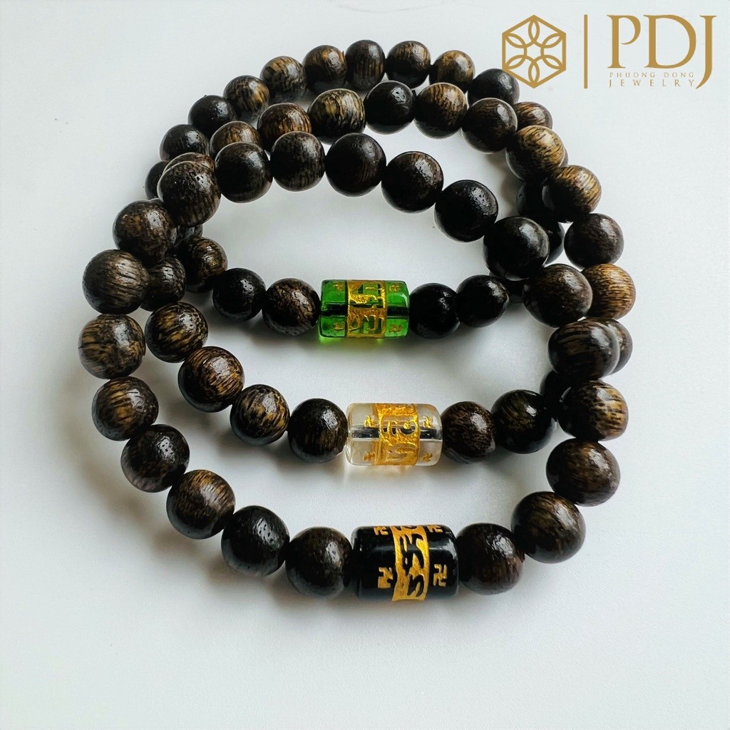 Mô tả Vòng trầm tốc mix lu thống khắc chú bình an nhiều màu PDJ - Tặng kèm hộp đựng - Trang sức PDJ - 1
