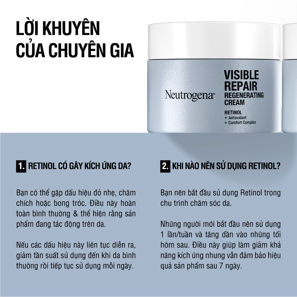 Mô tả Kem dưỡng Retinol Chống Lão Hóa Giảm Nhăn Neutrogena Visible Repair Regenerating Cream (50g) - 10
