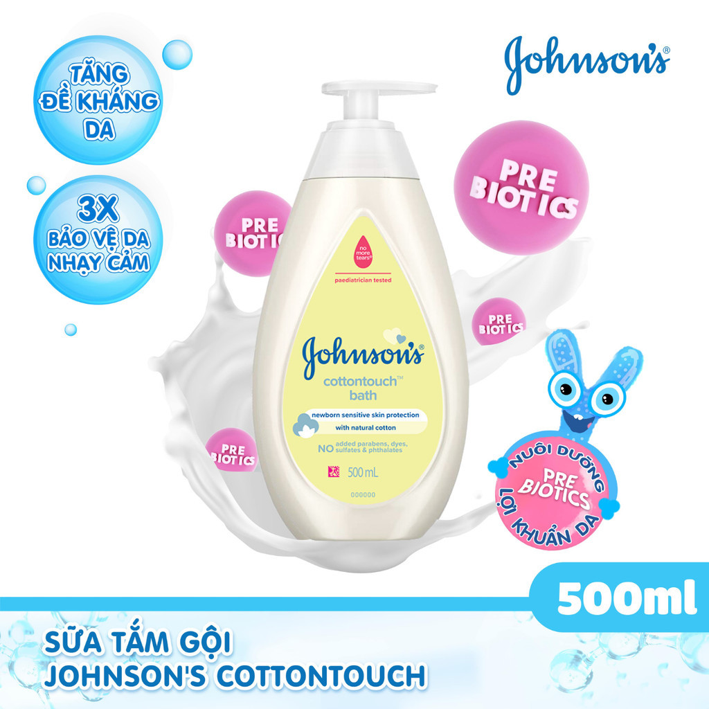 Mô tả Combo 2 Chai Sữa Tắm Gội Toàn Thân Mềm Mịn Johnson' Baby Bath Cotton Touch 500mlx2 - 1