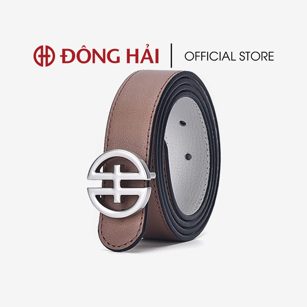 Mô tả Thắt Lưng Nịt Da Nữ Đông Hải Khóa Logo Kim Loại Đầu Khóa Random Vàng Bóng và Xám - PH04 - 1