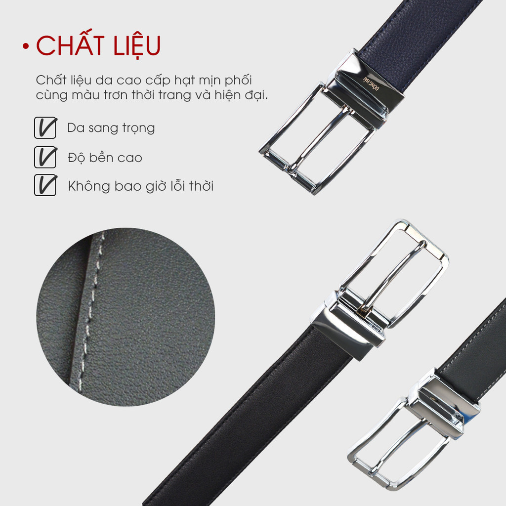 Mô tả Thắt Lưng Nịt Nam Đông Hải Da Bò Cao Cấp Mặt Xoay Chiều Đổi Màu Đầu Khóa Random Đen Bóng,Sáng Bóng- PU03 - 2
