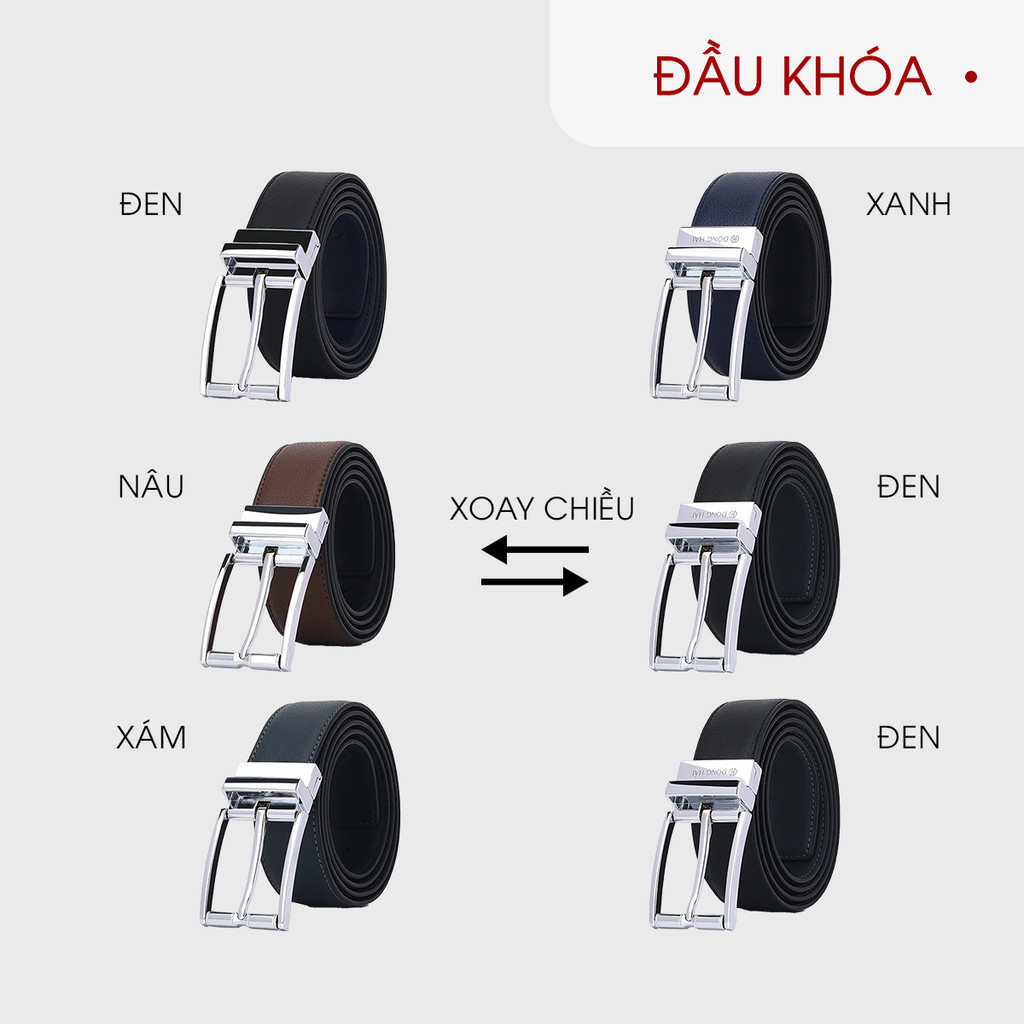 Mô tả Thắt Lưng Nịt Nam Đông Hải Da Bò Cao Cấp Mặt Xoay Chiều Đổi Màu Đầu Khóa Random Đen Bóng,Sáng Bóng- PU03 - 3