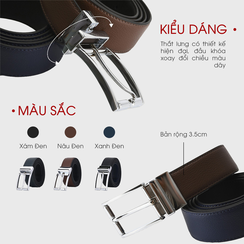 Mô tả Thắt Lưng Nịt Nam Đông Hải Da Bò Cao Cấp Mặt Xoay Chiều Đổi Màu Đầu Khóa Random Đen Bóng,Sáng Bóng- PU03 - 4
