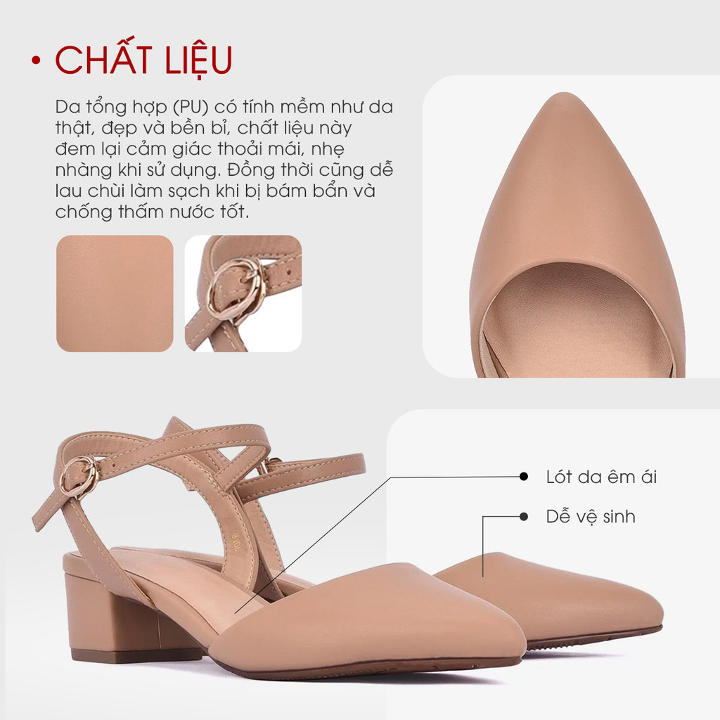 Mô tả Giày Sandal cao gót Nữ Đông Hải gót vuông 4cm mũi nhọn thanh lịch - S81D4 - 2