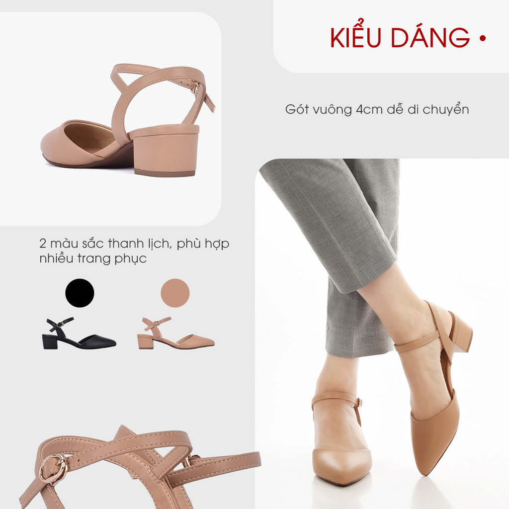 Mô tả Giày Sandal cao gót Nữ Đông Hải gót vuông 4cm mũi nhọn thanh lịch - S81D4 - 3