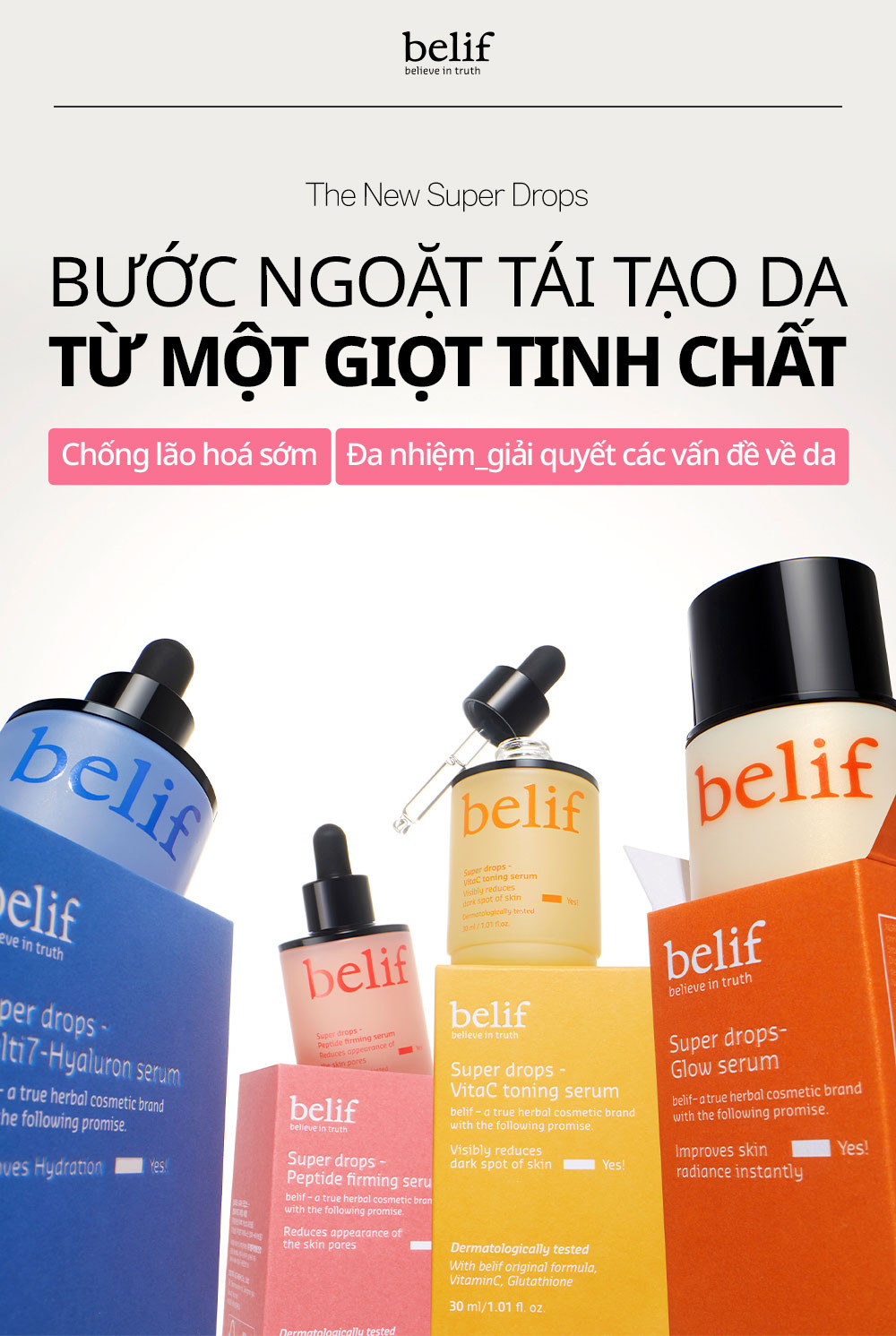 Mô tả Tinh chất tái tạo và cải thiện nếp nhăn belif Super drops - Peptide firming serum 30ml - 1