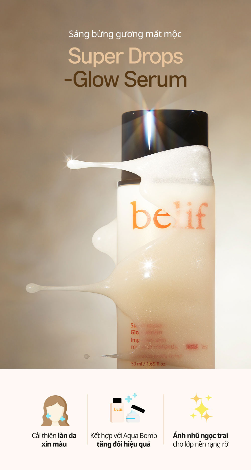 Mô tả Tinh chất dưỡng sáng ngọc trai belif Super drops - Glow serum 50ml - 2