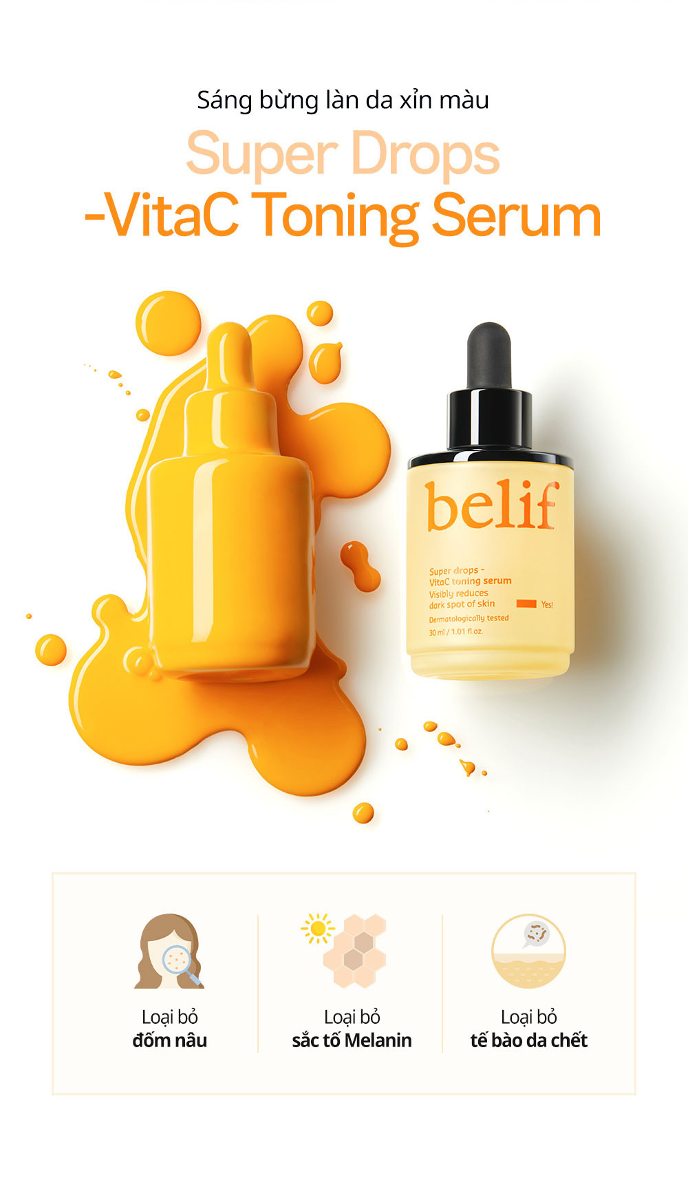 Mô tả Tinh chất làm sáng da xỉn màu belif Super drops - VitaC toning serum 30ml - 2