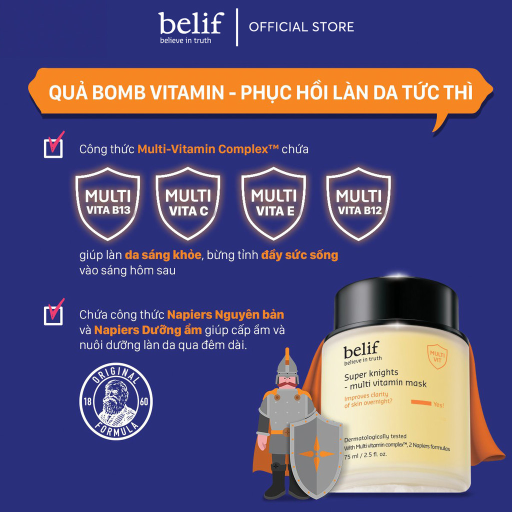 Mô tả Mặt nạ ngủ dưỡng ẩm và phục hồi da chuyên sâu belif Multi Vitamin Mask - 4