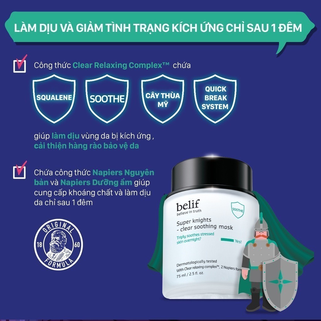 Mô tả Mặt nạ ngủ làm dịu và chăm sóc da nhạy cảm belif Clear Soothing Mask 75ml - 4