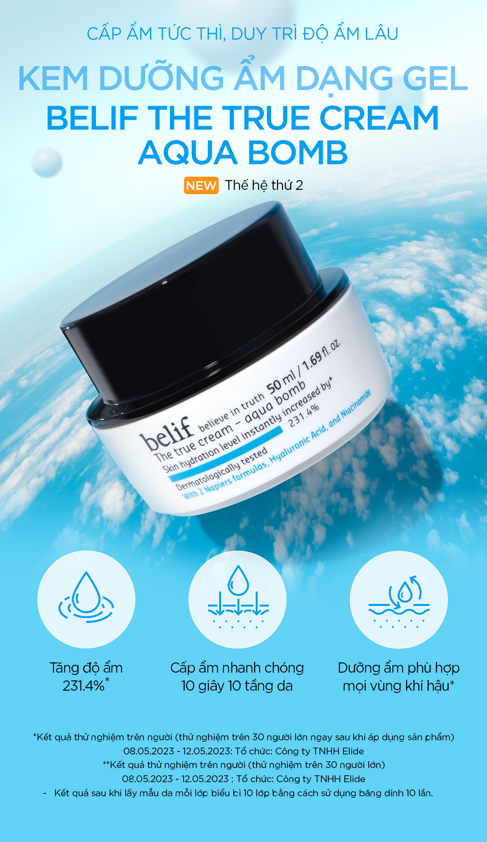 Mô tả Kem cấp ẩm tức thì dạng gel belif The True Cream Aqua Bomb - 2