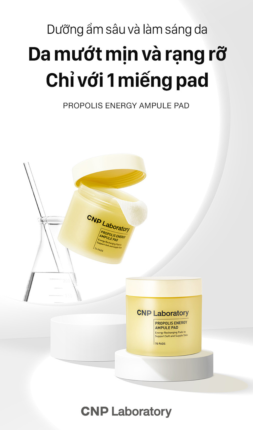 Mô tả Bông dưỡng da keo ong phục hồi căng bóng làn da CNP Laboratory Propolis Ampule Pad 70 miếng - 1