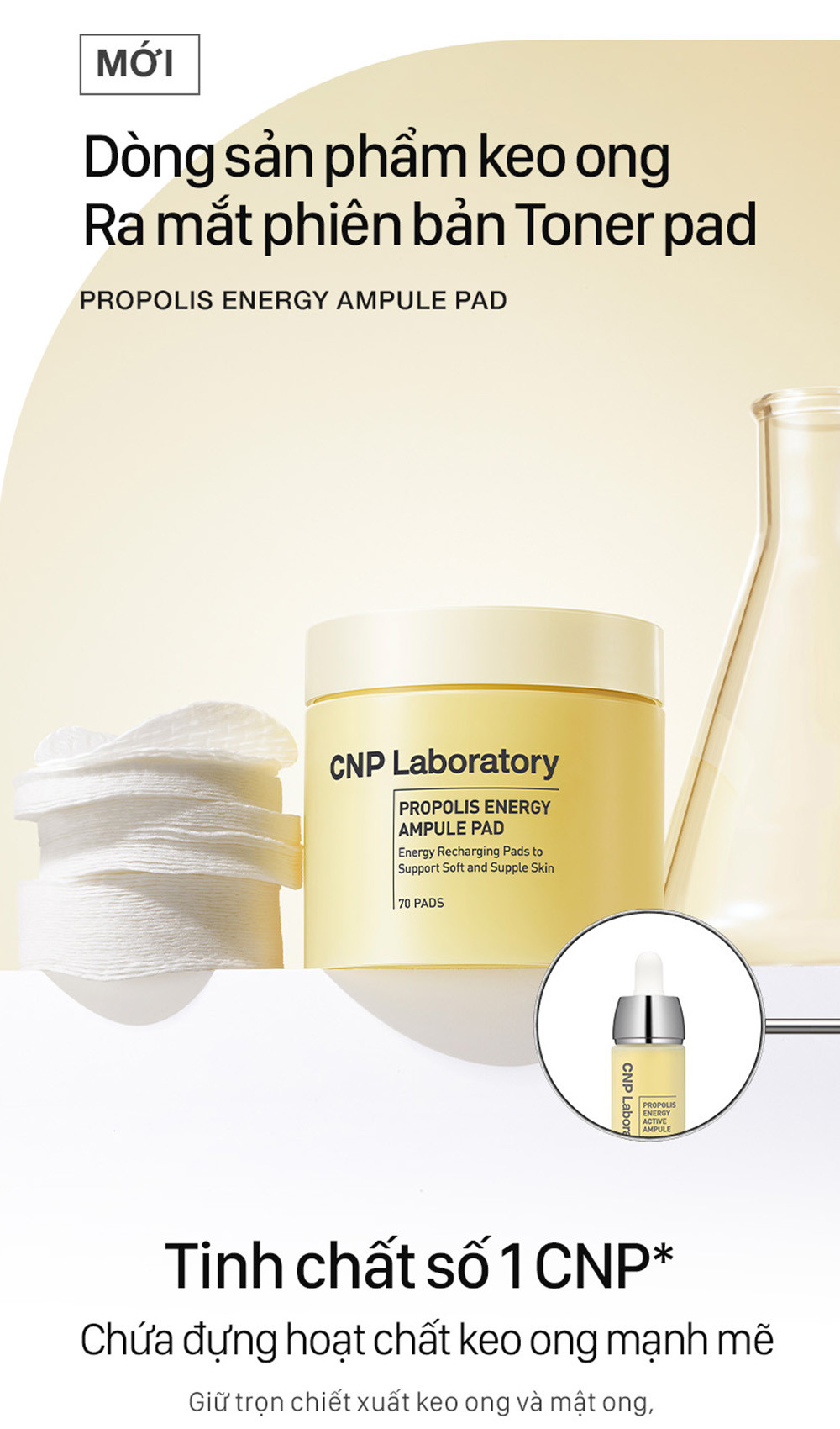 Mô tả Bông dưỡng da keo ong phục hồi căng bóng làn da CNP Laboratory Propolis Ampule Pad 70 miếng - 2