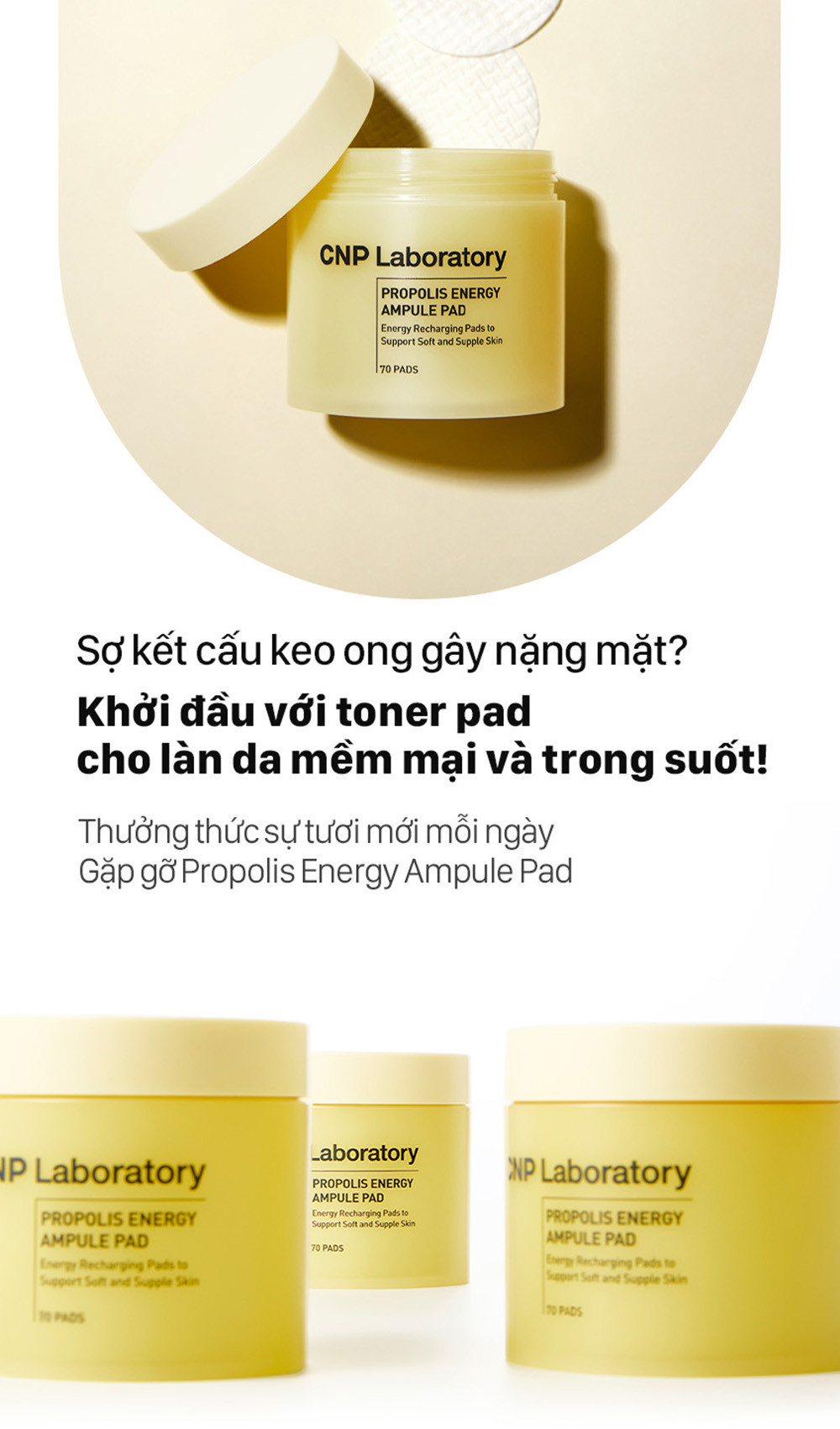 Mô tả Bông dưỡng da keo ong phục hồi căng bóng làn da CNP Laboratory Propolis Ampule Pad 70 miếng - 4