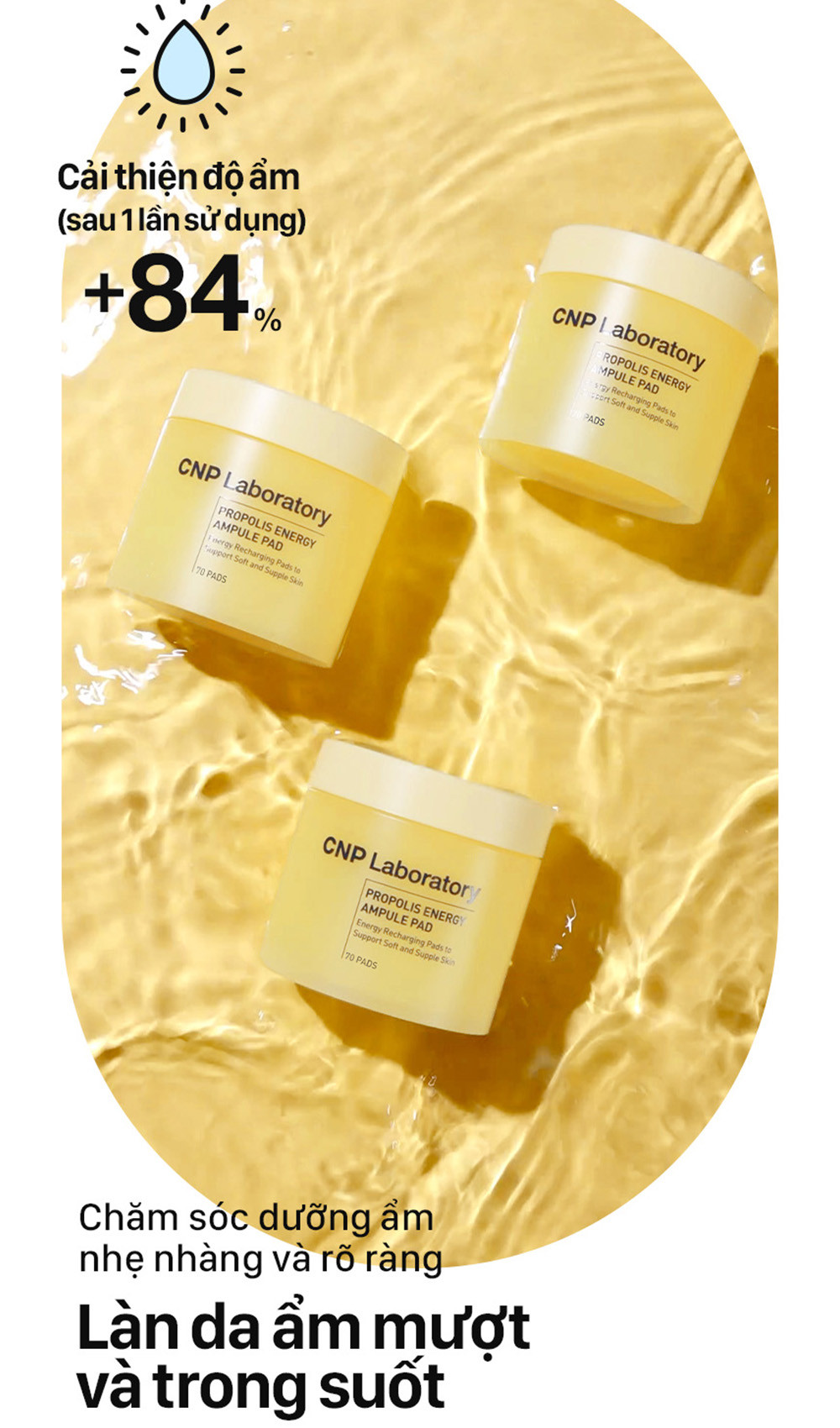 Mô tả Bông dưỡng da keo ong phục hồi căng bóng làn da CNP Laboratory Propolis Ampule Pad 70 miếng - 5
