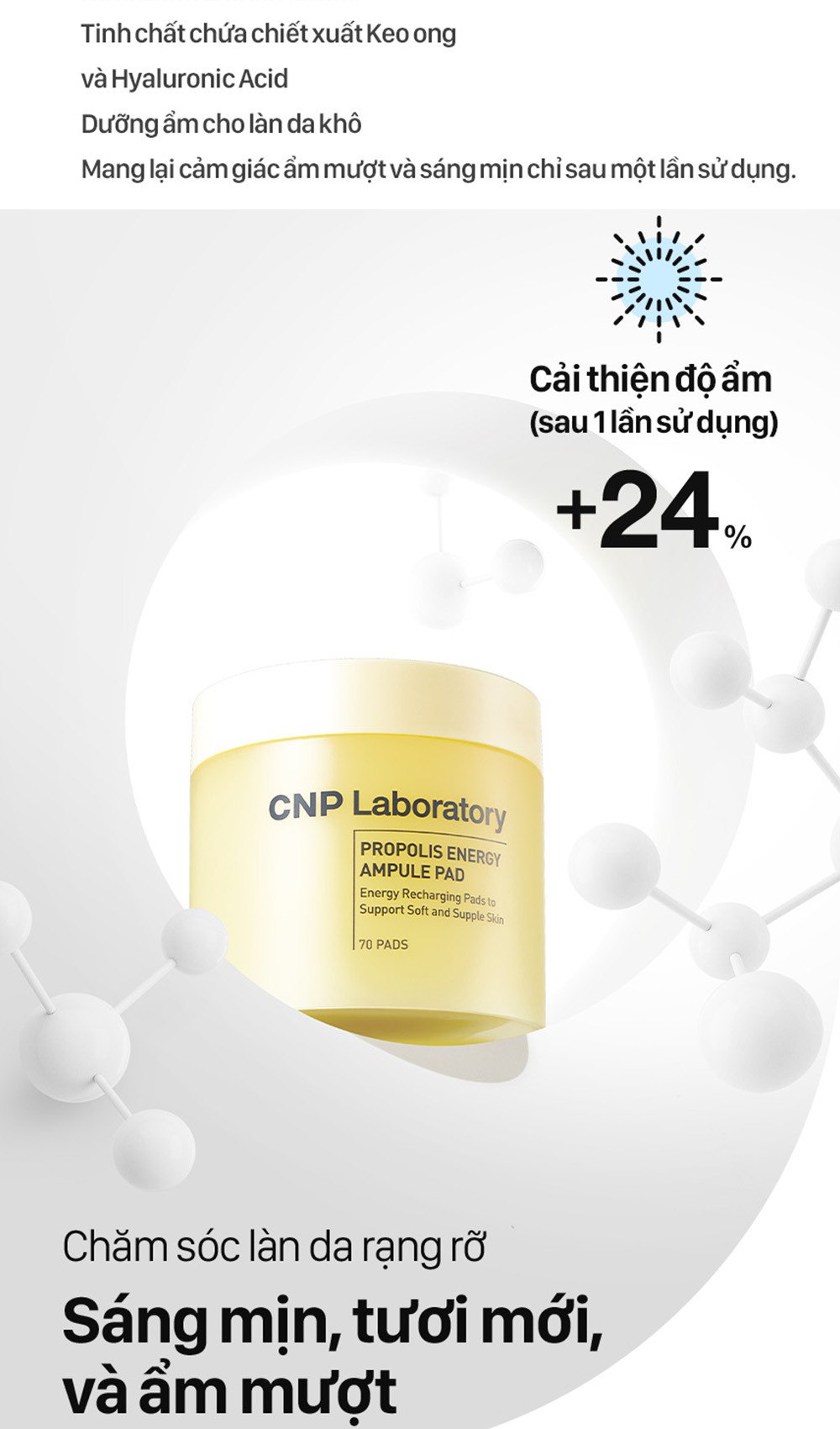 Mô tả Bông dưỡng da keo ong phục hồi căng bóng làn da CNP Laboratory Propolis Ampule Pad 70 miếng - 6