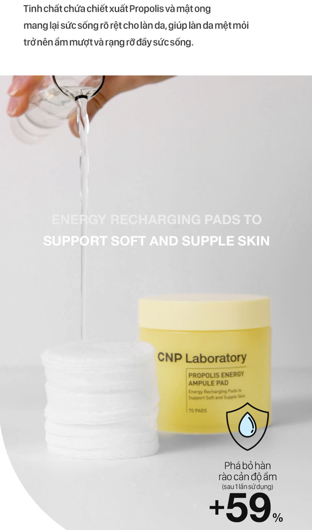 Mô tả Bông dưỡng da keo ong phục hồi căng bóng làn da CNP Laboratory Propolis Ampule Pad 70 miếng - 7