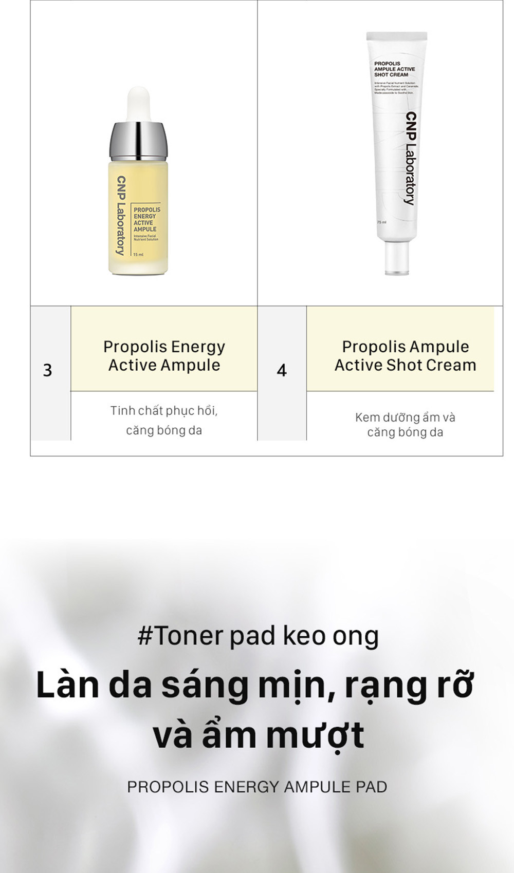 Mô tả Bông dưỡng da keo ong phục hồi căng bóng làn da CNP Laboratory Propolis Ampule Pad 70 miếng - 12