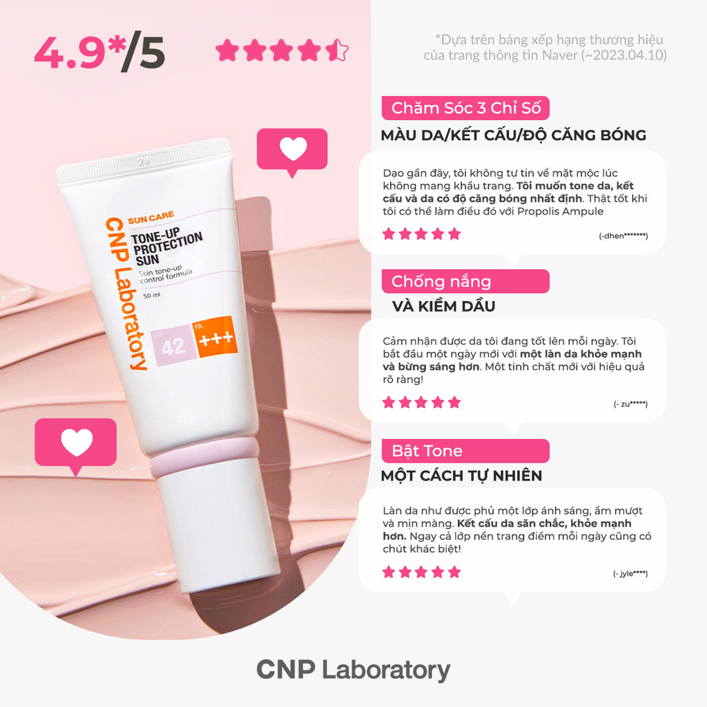 Mô tả Combo 2 kem chống nắng nâng tone kiềm dầu CNP Laboratory SPF42/PA+++ 50ml/chai - 5