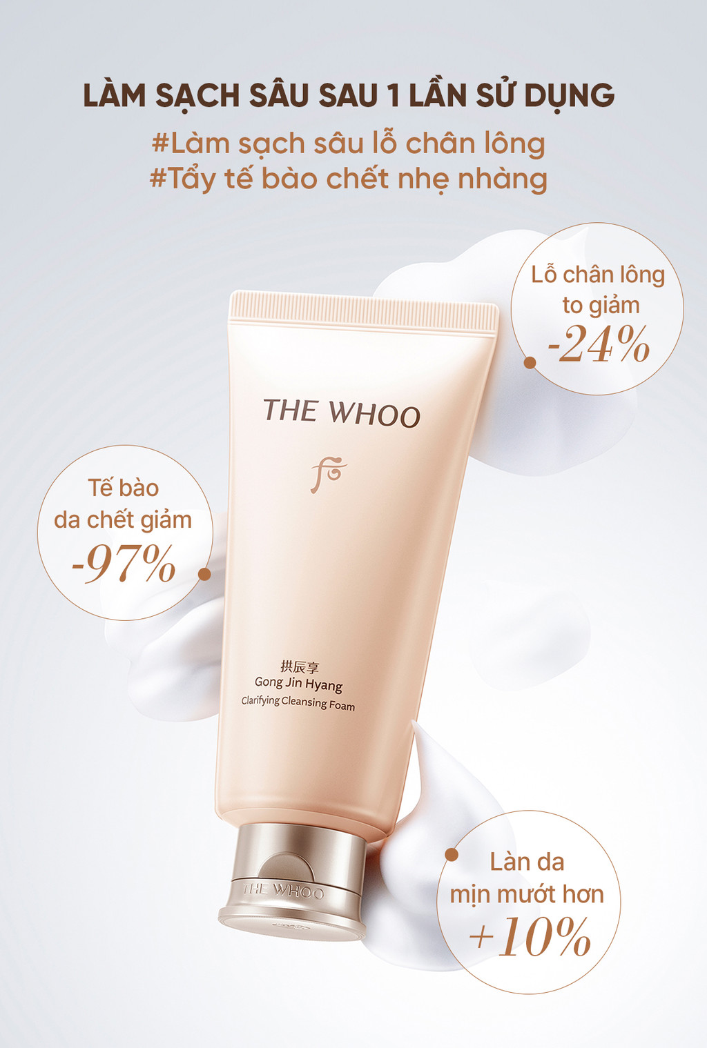 Mô tả Sữa rửa mặt bọt mịn sạch sâu và dưỡng ẩm THE WHOO Gongjinhyang Clarifying Cleansing Foam 180ml - 8