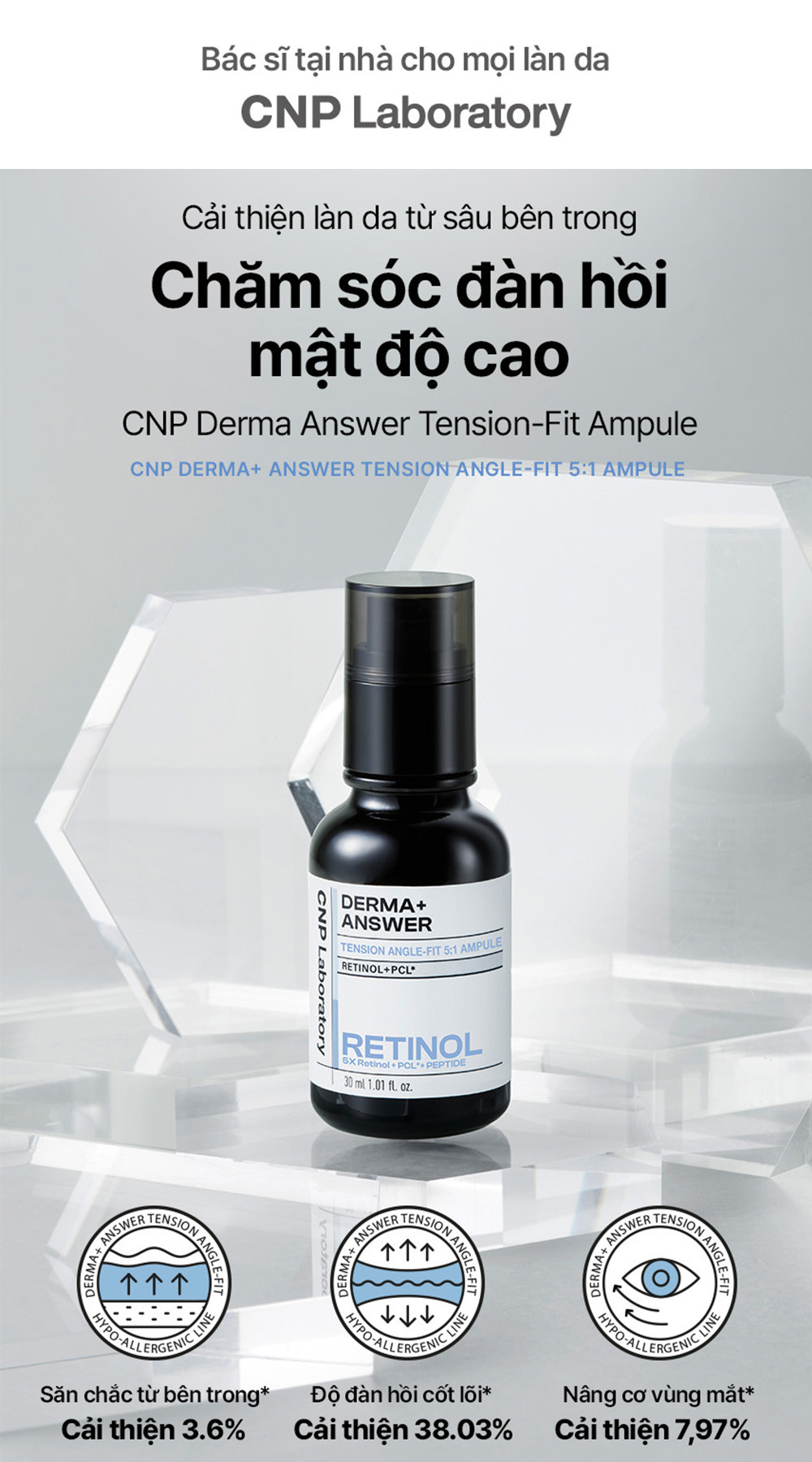 Mô tả Tinh chất Retinol săn chắc đàn hồi nâng da CNP Derma Answer Tension Angle Fit Ampule 15ml/30ml - 8