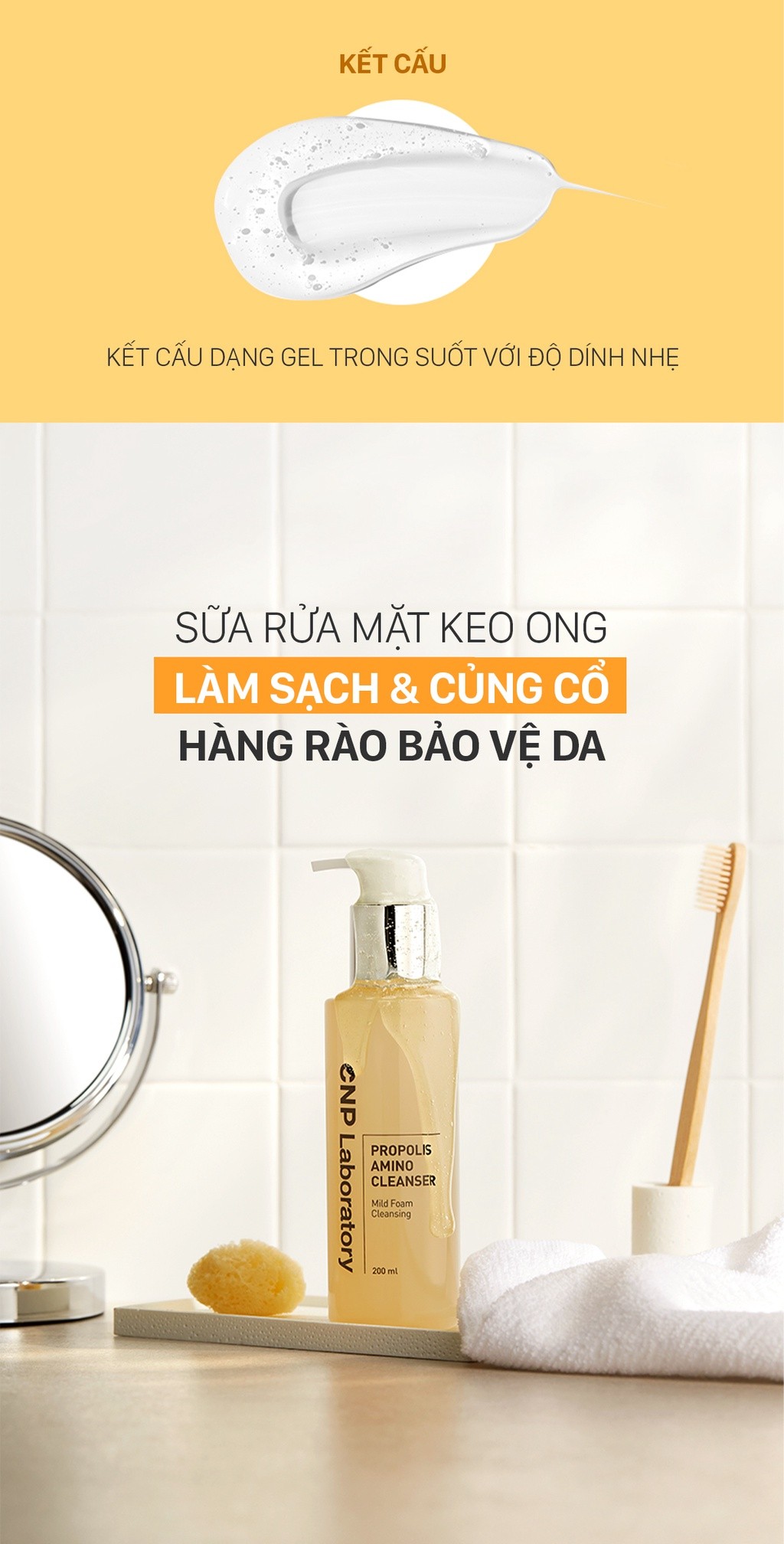 Mô tả Sữa rửa mặt keo ong dịu nhẹ phục hồi dành cho mọi loại da CNP Propolis Energy Cleanser 200ml - 6
