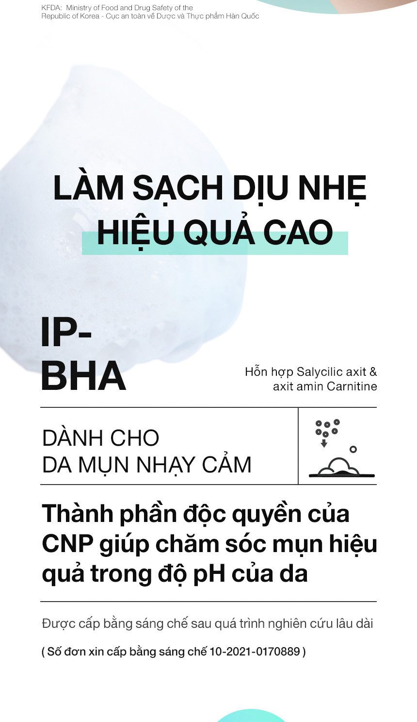 Mô tả Sữa rửa mặt tạo bọt cho da mụn nhạy cảm sạch sâu bã nhờn CNP AC Pro Bubble Foam Cleanser 150ML - 3