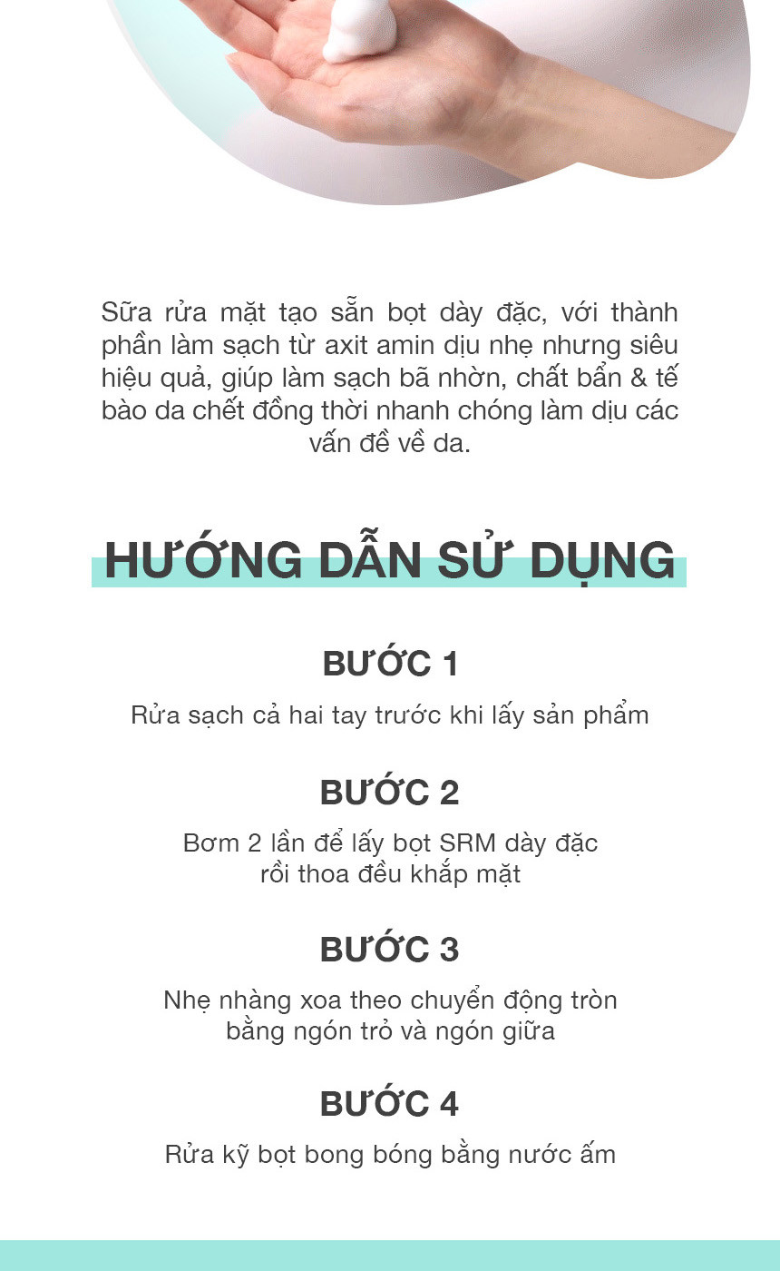 Mô tả Sữa rửa mặt tạo bọt cho da mụn nhạy cảm sạch sâu bã nhờn CNP AC Pro Bubble Foam Cleanser 150ML - 6