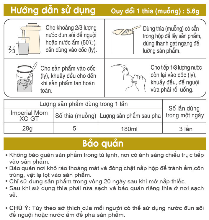 Mô tả Sữa bột Namyang Imperial Mom XO GT 800g (mẹ mang thai và cho con bú) - 1