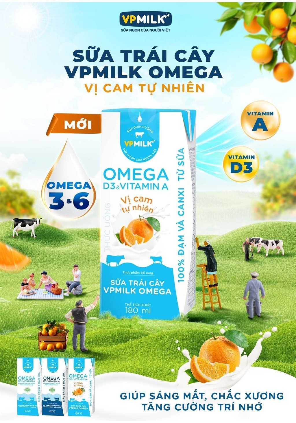 Mô tả Sữa trái cây VPMILK Omega vị CAM tự nhiên hộp 110ml (4 hộp x 6) - 1