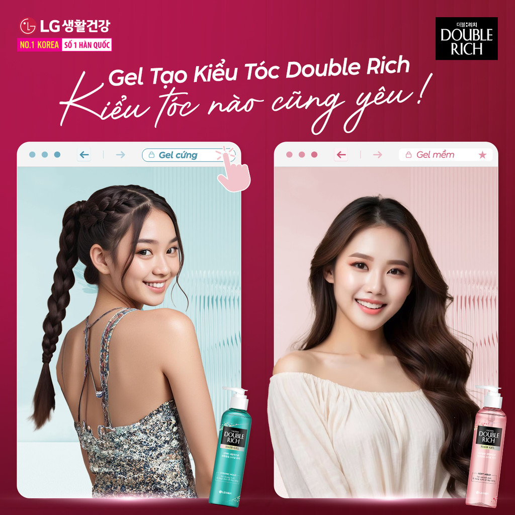 Mô tả Combo 2 Gel tạo kiểu tóc Double Rich Giữ nếp uốn tóc - 7