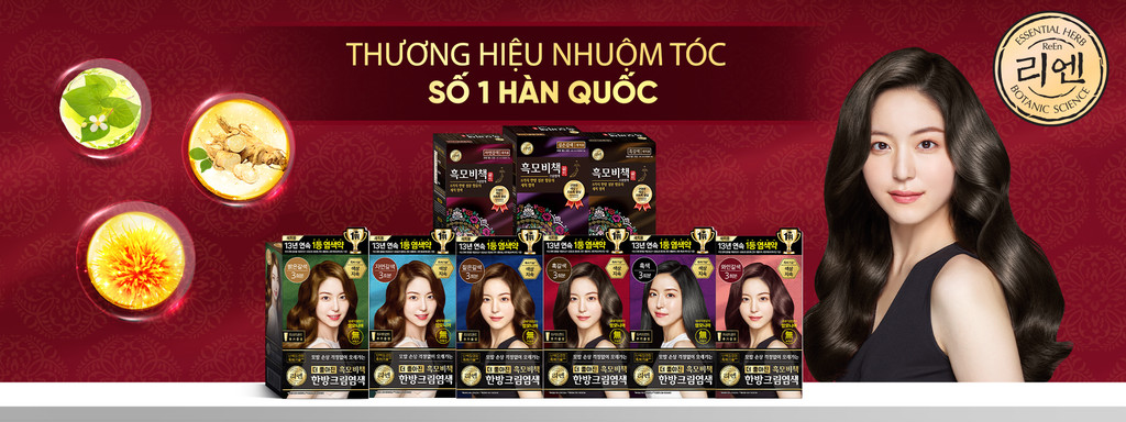Mô tả Kem nhuộm tóc phủ bạc thảo mộc Reen Heaukmobicheak Oriental Hair Dye Cream 128g - 1
