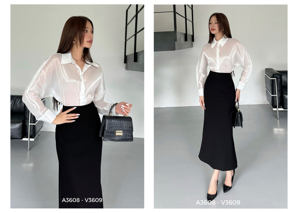 Mô tả BBSTORE’S Áo Sơ Mi Tay Dài Voan Ánh Kim Thanh Lịch - A3608 - 6
