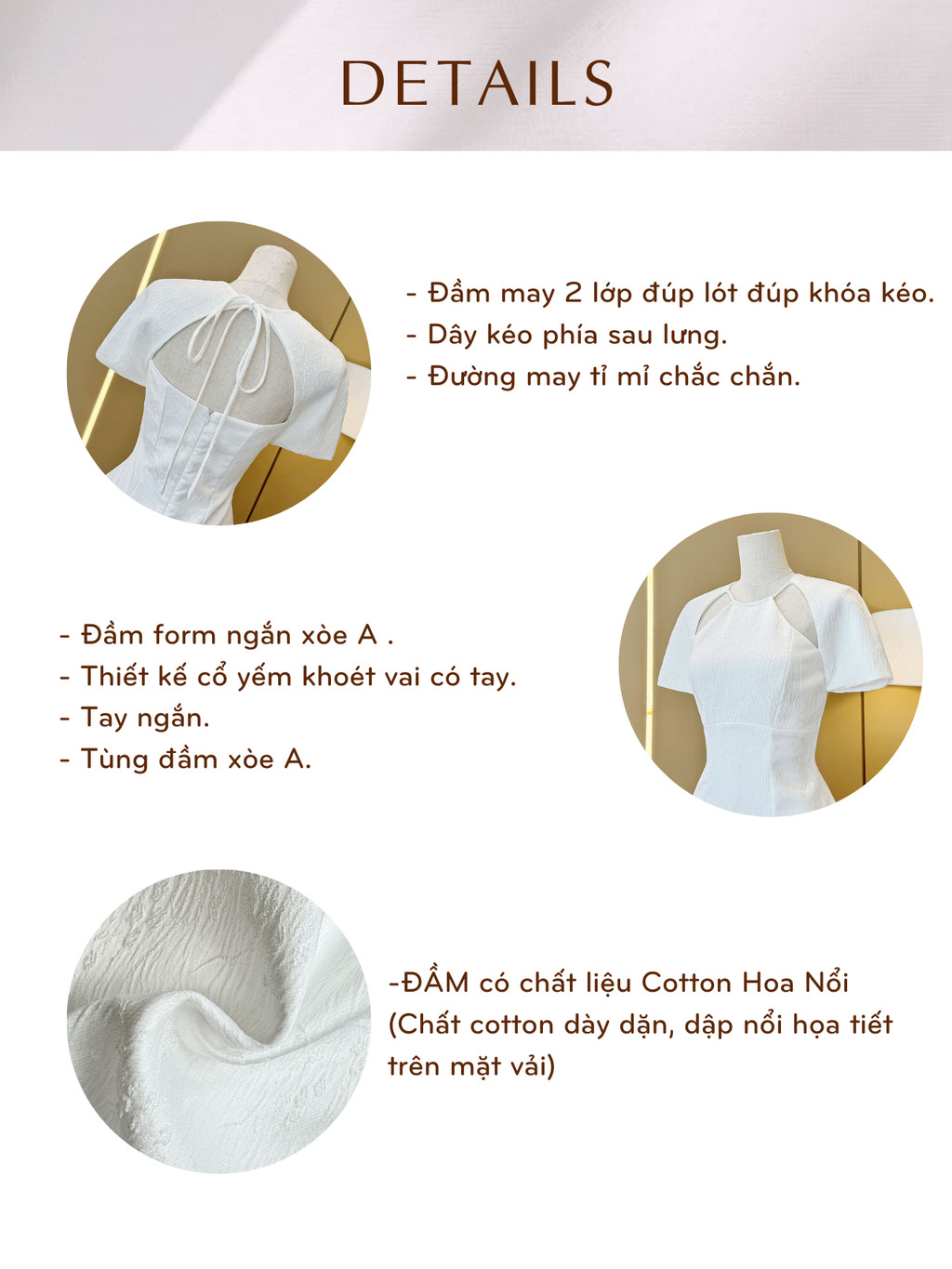 Mô tả Đầm Xòe Dự Tiệc Tay Ngắn Cổ Yếm Cut out Sang Trọng BBSTOR'S - D3557 - 4